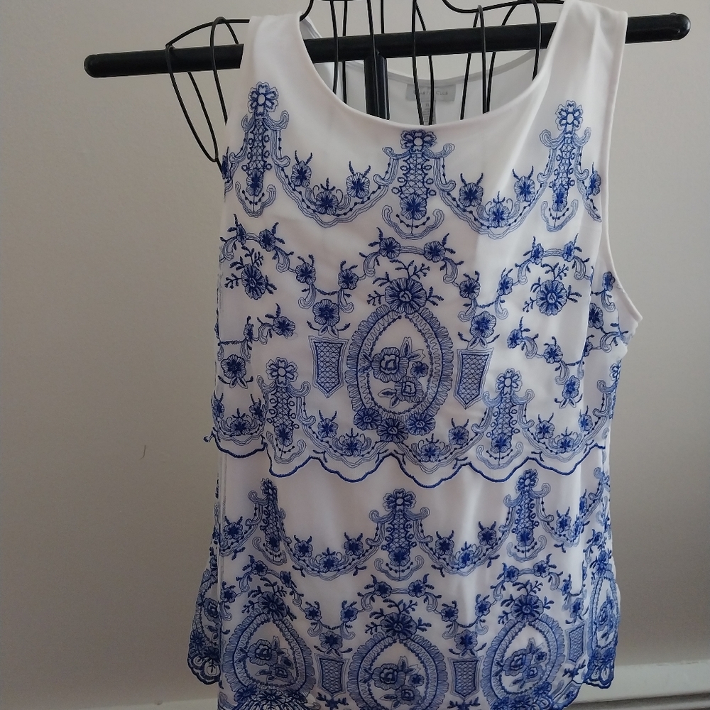 Charter Club women's  Elegant Blue and White Top Size XL Excellent Condition